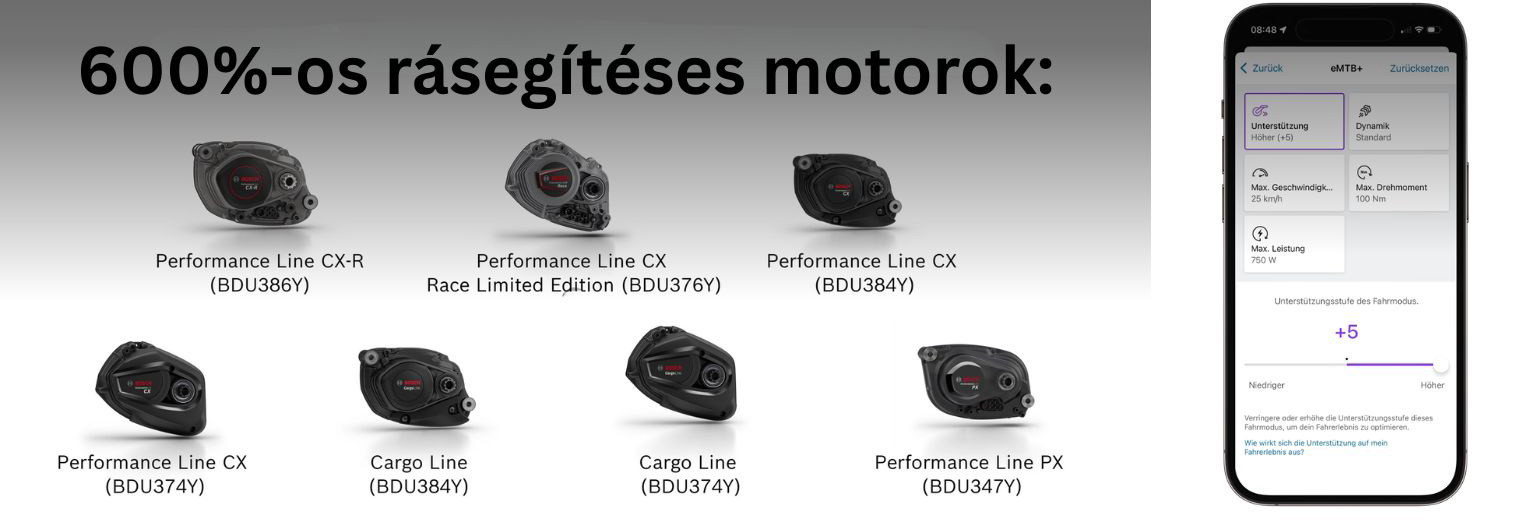 600%-os maximális rásegítésre képes Bosch motorok