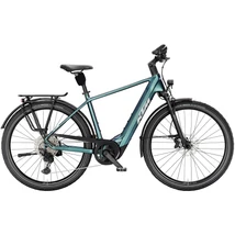 KTM Macina Style 810 elektromos kerékpár türkiz színben férfi vázzal