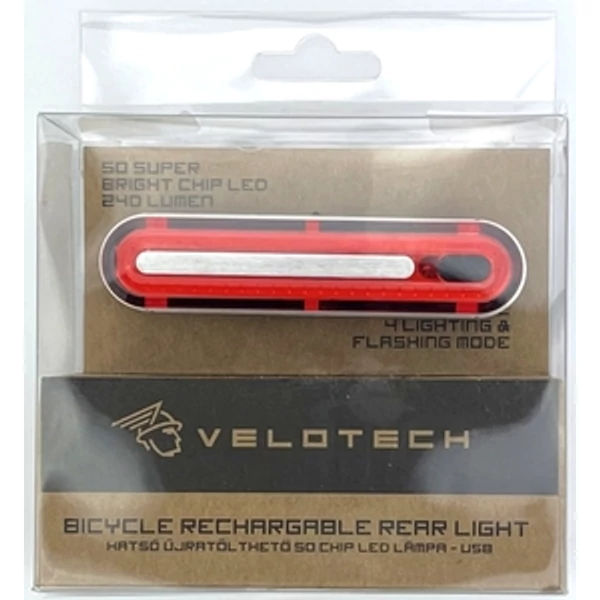 Lámpa hátsó Velotech villogó 50 chipLED USB