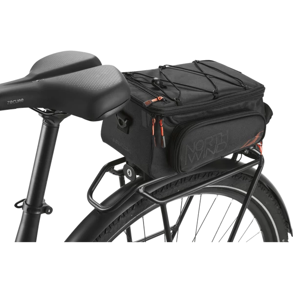 NorthWind Classic Smartbag MonkeyLoad T kerékpáros csomagtartós táska, fekete narancs húzókával 