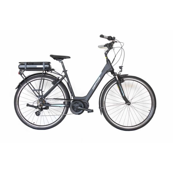Gepida Crisia Altus 7 elektromos kerékpár unisex komfort vázzal fekete színben