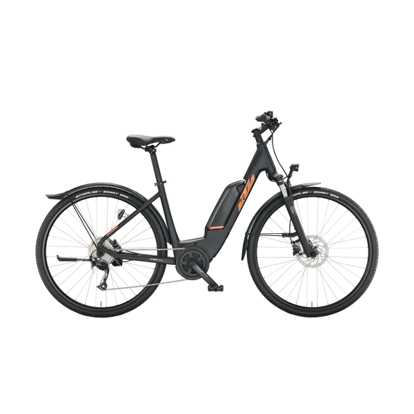 KTM Macina Cross P510 Street elektromos kerékpár unisex komfort vázzal fekete színben