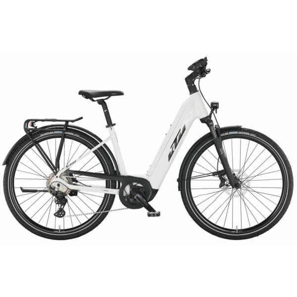 KTM Macina Sport 720 elektromos kerékpár unisex komfort vázzal, fehér színben túrázáshoz