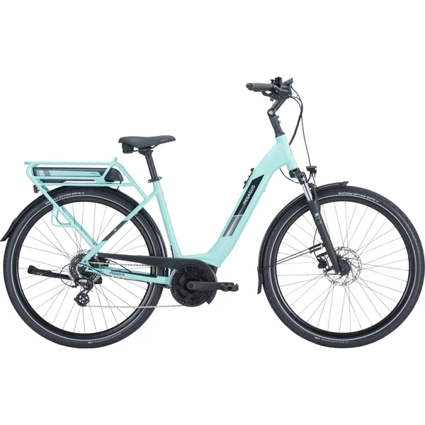 PEGASUS Solero E8 Plus elektromos kerékpár komfort vázzal celeste green színben