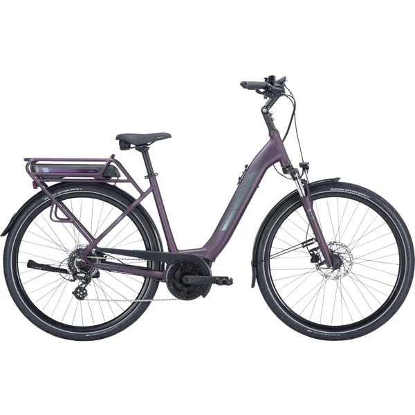 PEGASUS Solero E8 Plus elektromos kerékpár komfort vázzal lila színben