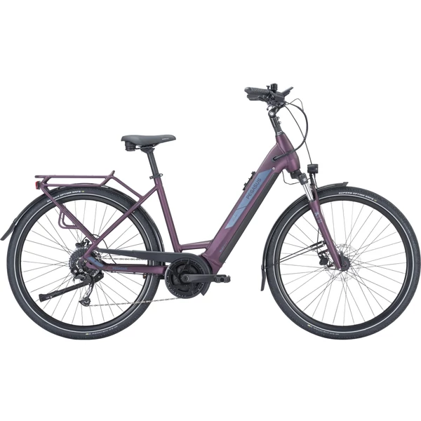 PEGASUS Solero Evo 9 elektromos kerékpár komfort vázzal deep berry színben