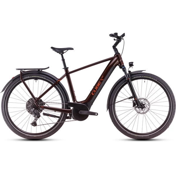 Cube Touring Hybrid Pro 625 elektromos kerékpár túrázáshoz férfi vázzal cinnamon'n'orange színben