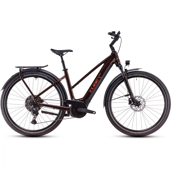 Cube Touring Hybrid Pro 625 elektromos kerékpár túrázáshoz női vázzal cinnamon'n'orange színben