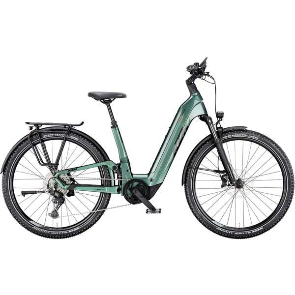 KTM Macina Aera FS Elite LFC elektromos kerékpár komfort vázzal zöld színben