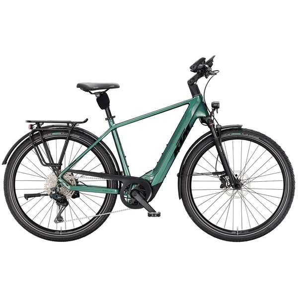 KTM Macina Style 820 elektromos kerékpár zöld színben férfi vázzal