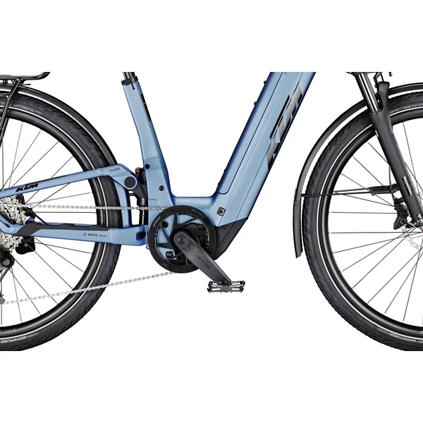 KTM Macina Style FS Prime elektromos kerékpár komfort vázzal kék színben
