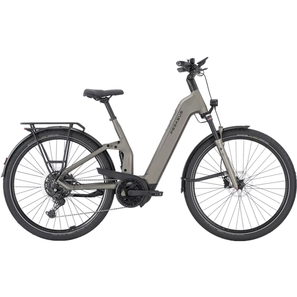 PEGASUS Premio Evo FS 10 Lite elektromos kerékpár komfort vázzal szürke színben