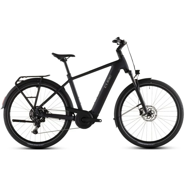 Cube Touring Hybrid ONE 600 elektromos kerékpár férfi vázzal fekete színben