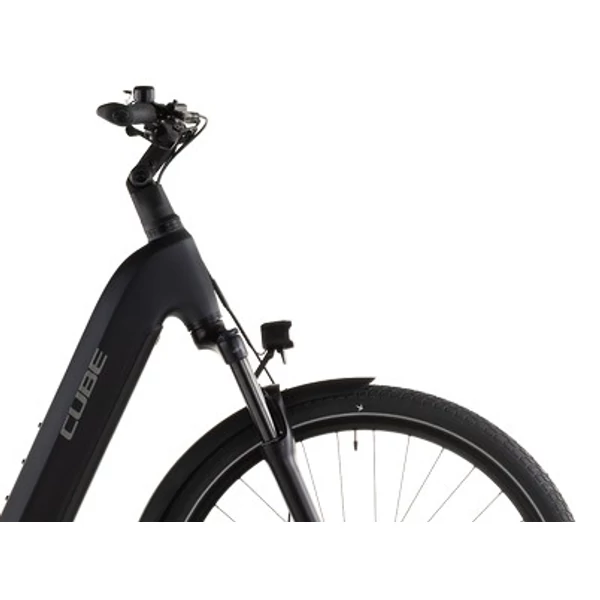 Cube Touring Hybrid ONE 600 elektromos kerékpár komfort vázzal fekete színben