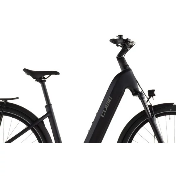 Cube Touring Hybrid ONE 600 elektromos kerékpár komfort vázzal fekete színben