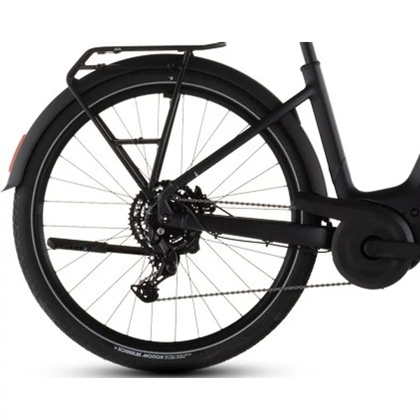 Cube Touring Hybrid ONE 600 elektromos kerékpár komfort vázzal fekete színben