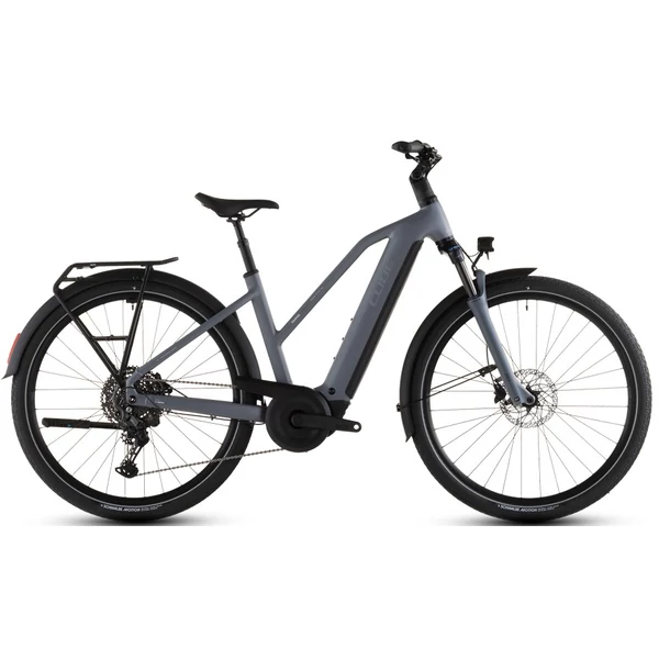 Cube Touring Hybrid Pro 800 elektromos kerékpár túrázáshoz női vázzal szürke színben