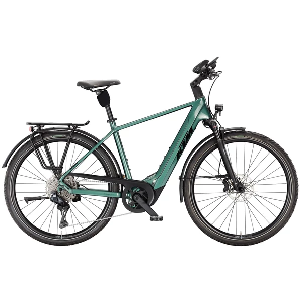 KTM Macina Style 820 elektromos kerékpár zöld színben férfi vázzal