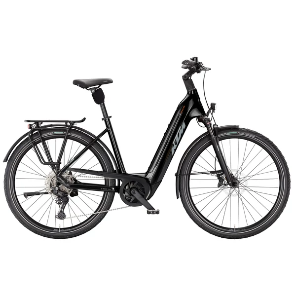 KTM Macina Style 830 elektromos kerékpár komfort vázzal fekete színben